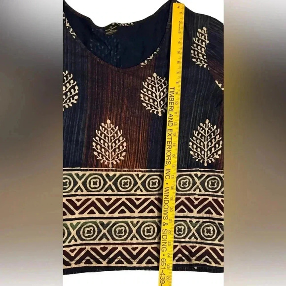 Sacred Threads Top Size XL Cotton Artsy Art To Wear Floral Tee Hippie Casual EUC - Picture 4 of 6